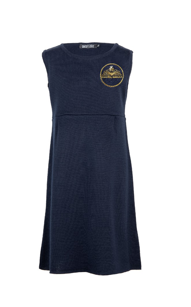 Lygus sarafanas su mokyklos emblema