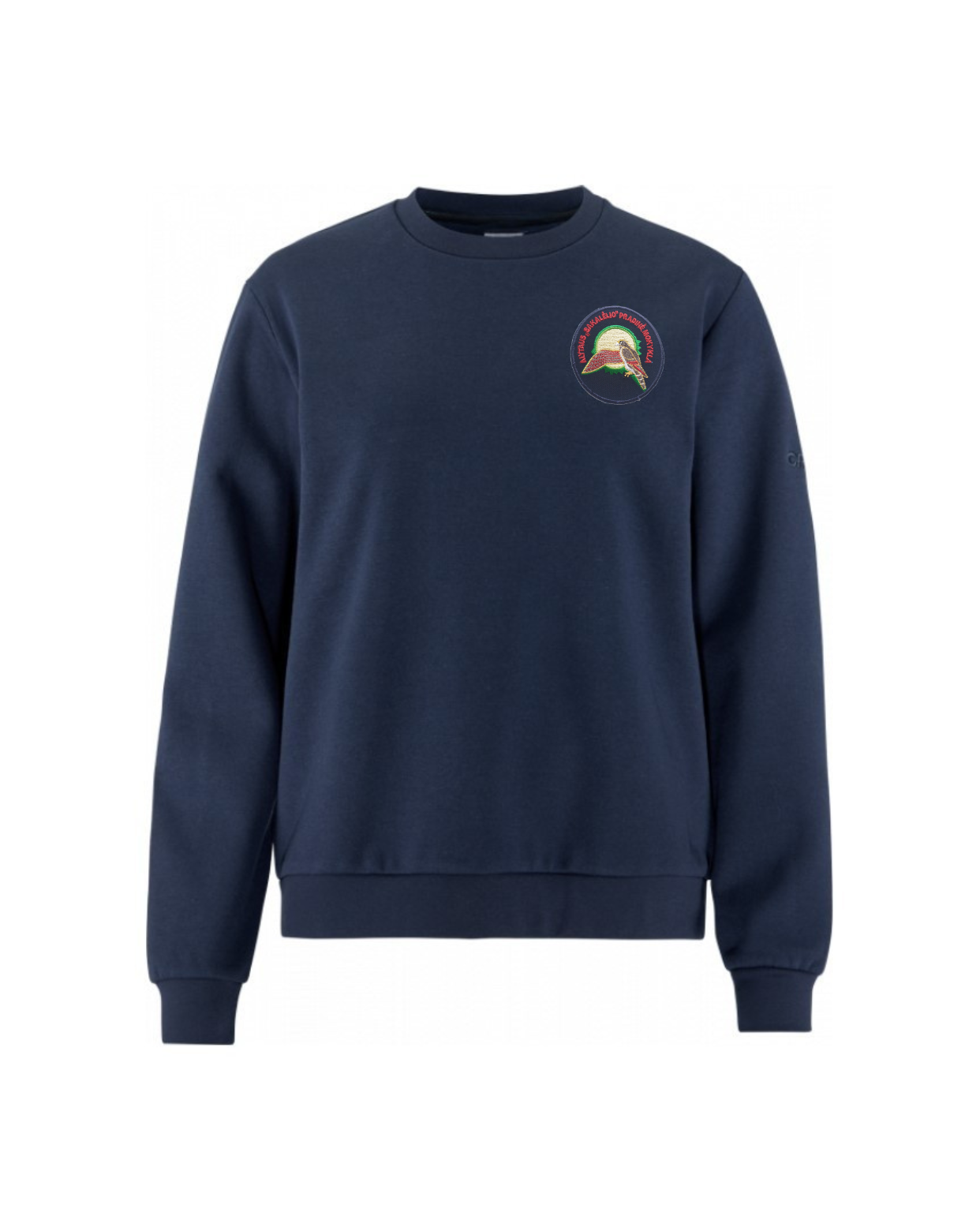 Sportinio stiliaus trikotažinis bliuzonas su mokyklos emblema