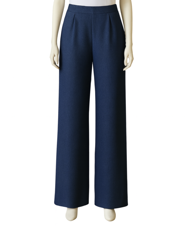 Klasikinės tamsiai mėlynos plačios kelnės