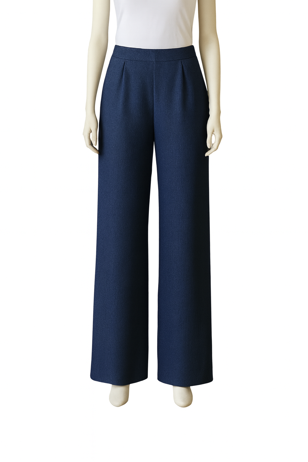 Klasikinės tamsiai mėlynos plačios kelnės