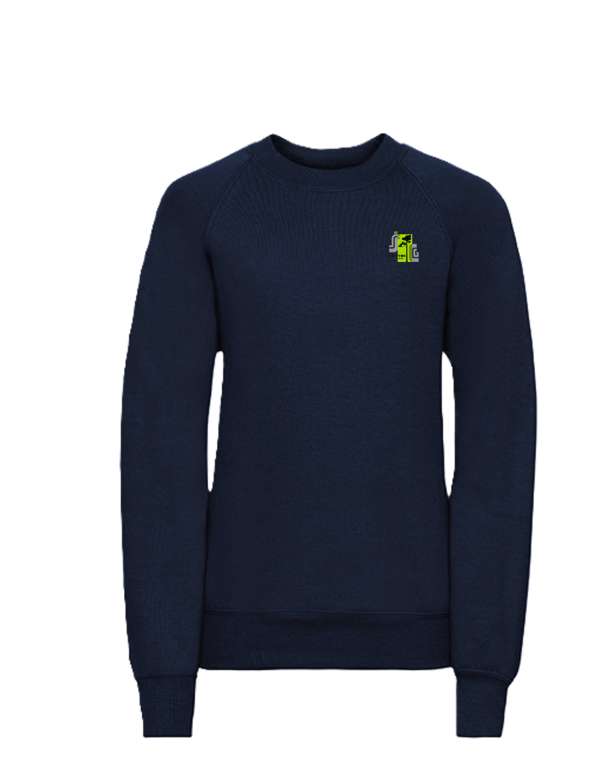 Trikotažinis džemperis be gobtuvo su mokyklos logotipu