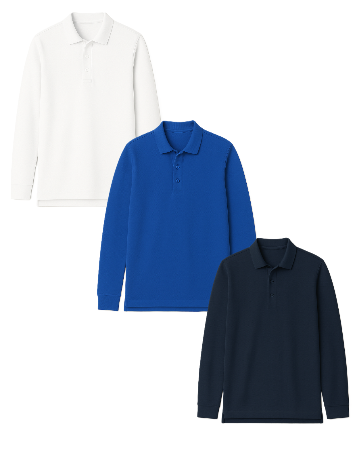 Polo marškinėliai ilgomis rankovėmis be mokyklos emblemos