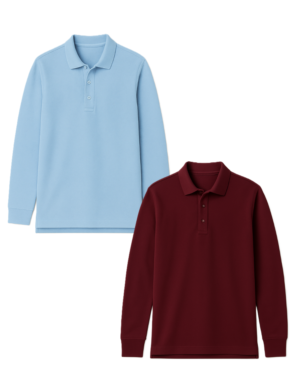 Polo marškinėliai ilgomis rankovėmis be mokyklos emblemos