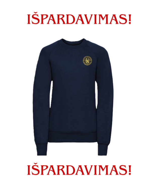 IŠPARDAVIMAS (Trikotažinis  džemperis be gobtuvo su mokyklos emblema)