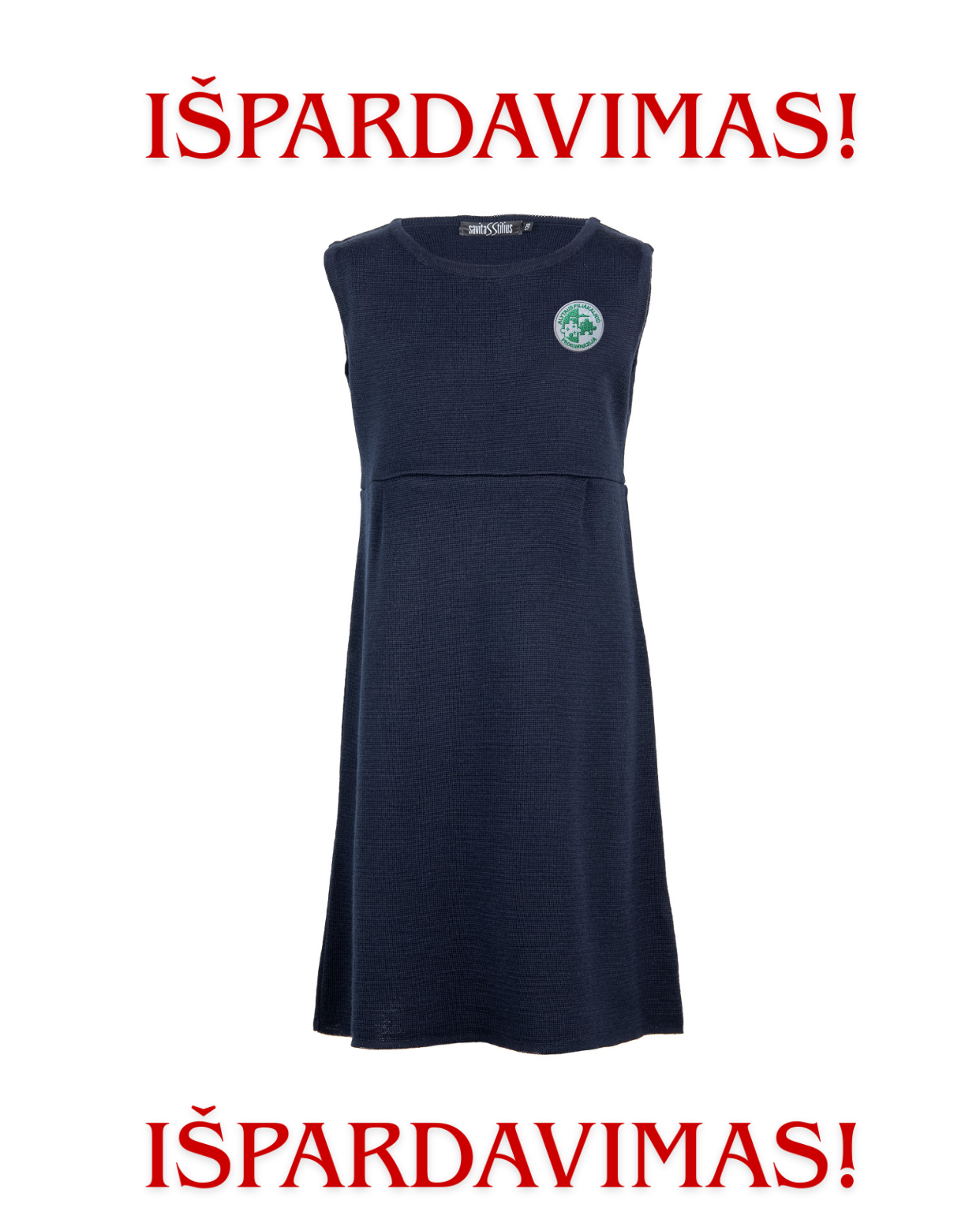 IŠPARDAVIMAS (Lygus sarafanas su mokyklos emblema)