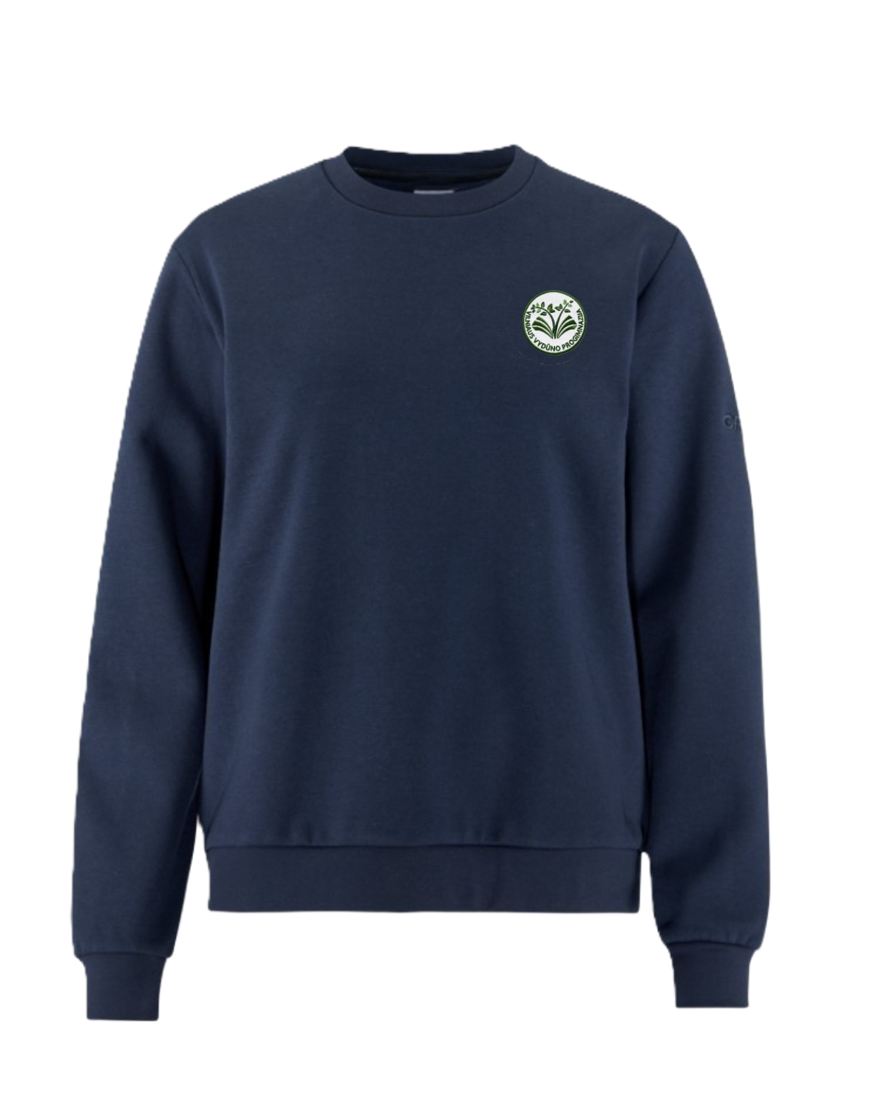 Sportinio stiliaus trikotažinis bliuzonas su mokyklos emblema