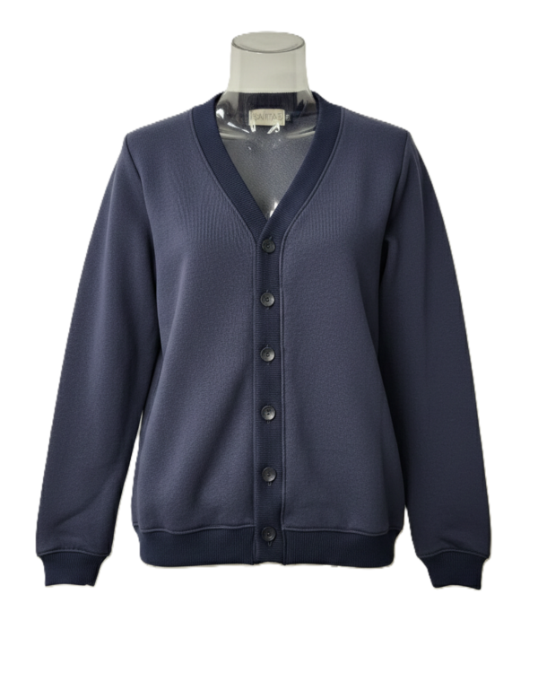 Sportinio stiliaus trikotažinis bliuzonas su sagomis BE MOKYKLOS EMBLEMOS