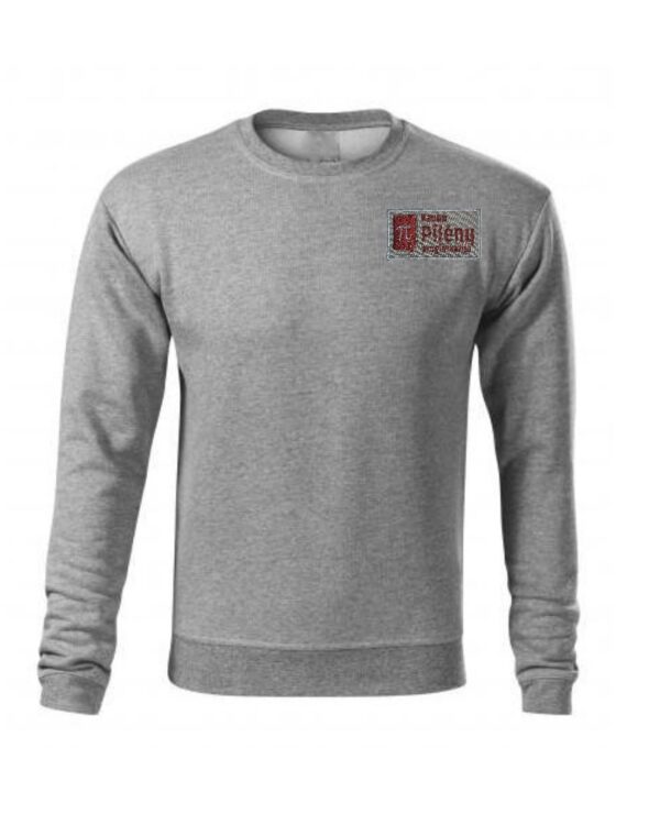 Trikotažinis sportinio tipo džemperis be gobtuvo su mokyklos emblema