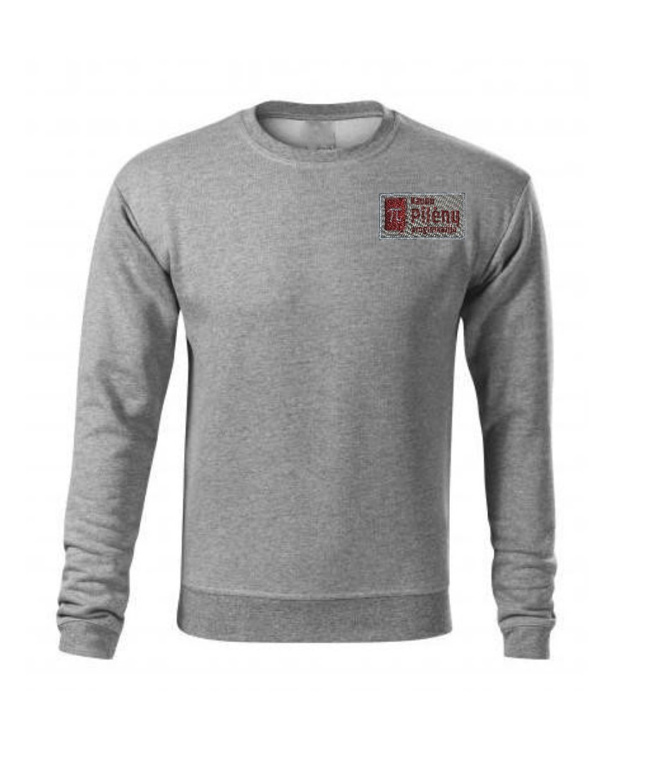 Trikotažinis sportinio tipo džemperis be gobtuvo su mokyklos emblema