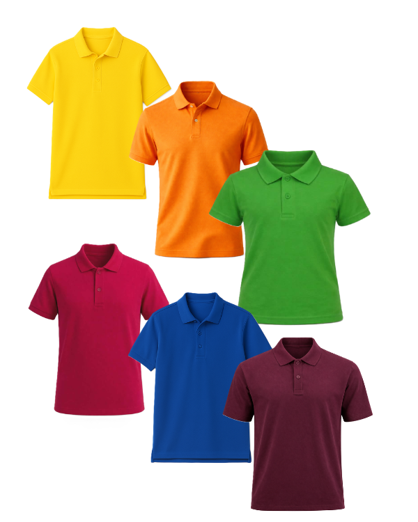 Polo marškinėliai trumpomis rankovėmis be mokyklos emblemos