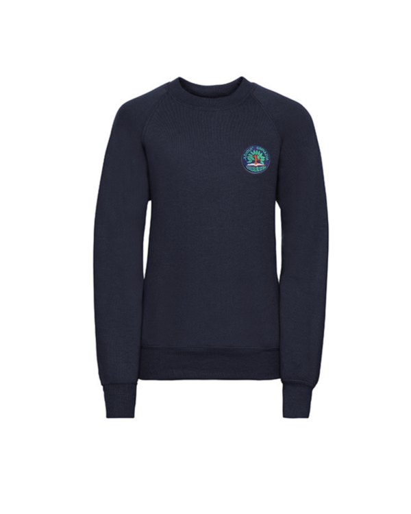 Trikotažinis  džemperis be gobtuvo su mokyklos emblema