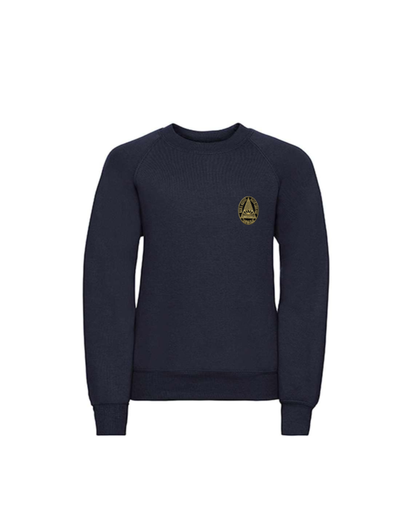 Trikotažinis  džemperis be gobtuvo su mokyklos emblema