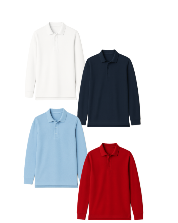 Polo marškinėliai  ilgomis rankovėmis be mokyklos emblemos