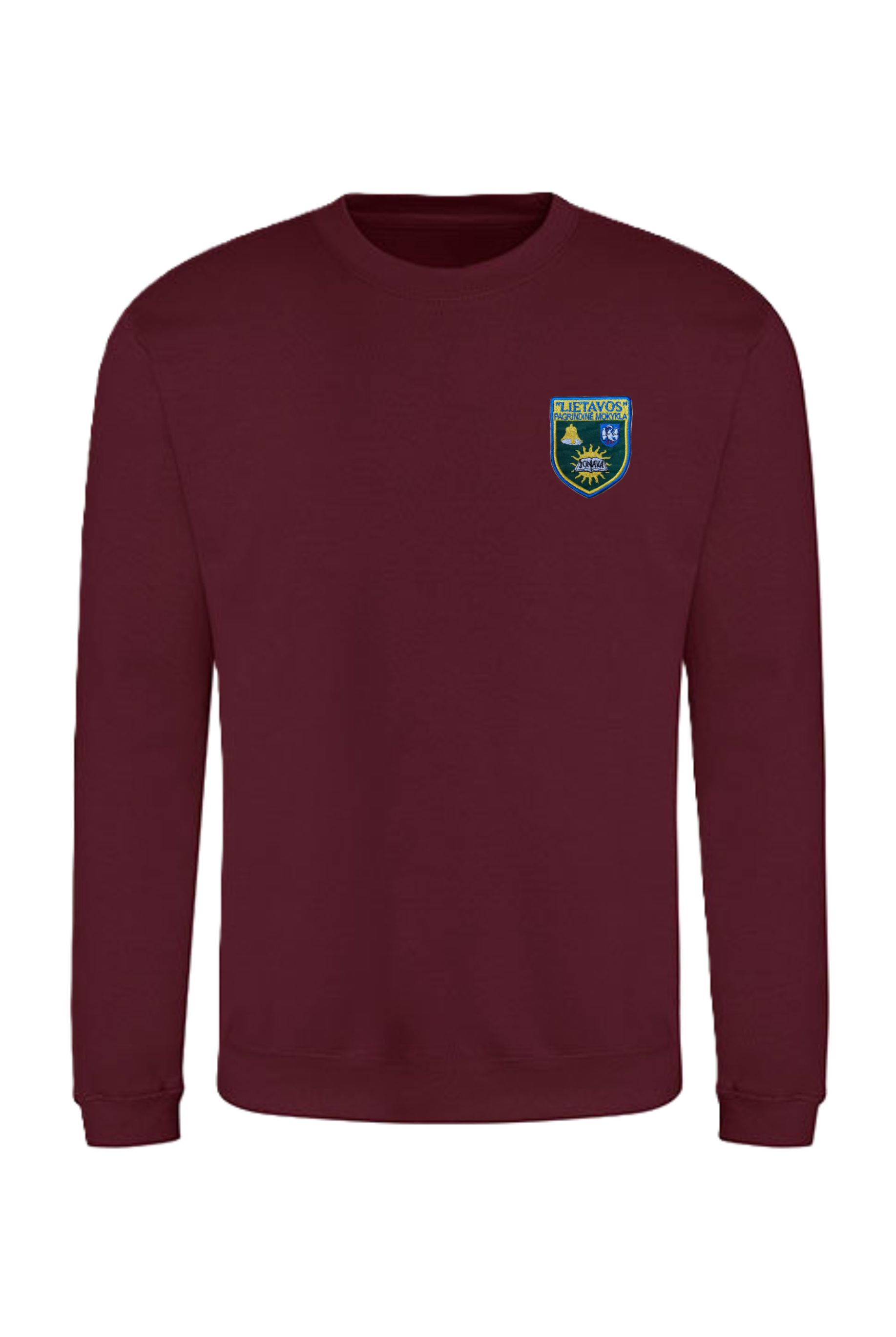 Trikotažinis sportinio tipo džemperis su mokyklos emblema