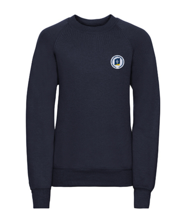 Trikotažinis  džemperis be gobtuvo su mokyklos emblema